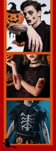 Realistic Halloween temporary tattoos featuring blood scars and pumpkin face designs