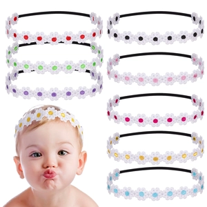 Baby Headband Embroidered Lace Small Daisy Flower Elastic Hair Band For Infants Toddlers Kids Cute Floral Accessories