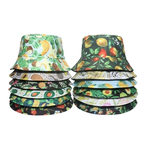 Bucket Hat Polyester Sun Protection Summer Outdoor Tropical Fruit Floral Graphic Print Fashion Fisherman Cap For Women Men