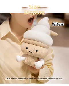 Detail shot showing 25cm height measurement of cute plush ice cream toy doll