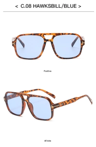 Detailansicht der Pilot-Sonnenbrille in Schildpatt-Optik mit hellblauen Gläsern und T-Scharnier