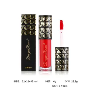 Matte waterproof liquid lipstick in bold red with premium black and gold packaging