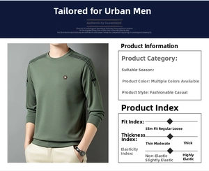Detail eines olivgrünen Langarmshirts mit Schulterstreifen und kreisförmigem Brustlogo