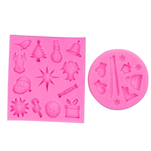 Lot de moules de Noël en silicone rose avec flocons de neige bonhomme de neige et sapins