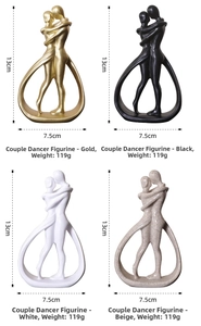 Statua astratta coppia di ballerini decorazione: dettagli dimensioni altezza 13cm e 7.5cm