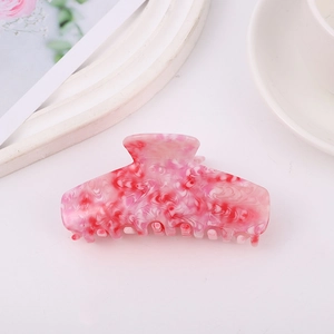 Grande molletta per capelli in acetato di marmo rosa dal design elegante da donna