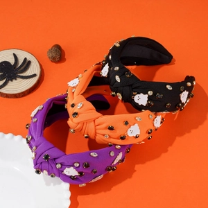 Lot de trois serre-têtes d'Halloween avec paillettes fantômes et strass brillants
