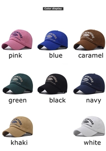 Affichage détaillé des couleurs de casquettes vintage en coton avec broderie New York
