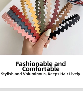 Close-up of colorful matte wavy headbands with anti-slip teeth in various trendy shades