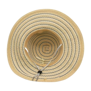 Dettaglio dell'interno del cappello da sole con sottogola regolabile e trama tessuta