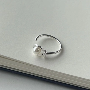 925 Sterling Silver Ring With Freshwater Pearl Adjustable Open Knotted Minimalist Elegant Jewelry For Women
