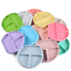 Baby Silicone Suction Plate Divided Toddler Feeding Dish Microwave Safe Infant Tableware Kids Divided Dinner Plate
