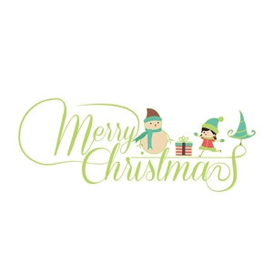 Merry Christmas wall stickers featuring festive snowman, elf, gift box and tree icons