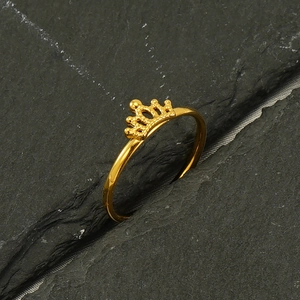 Bague couronne élégante en acier inoxydable plaqué or 18k réglable pour femme