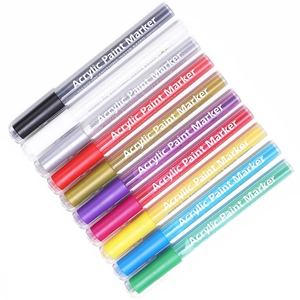 Set of 12 colorful acrylic paint markers for 3D nail art and DIY manicure drawing