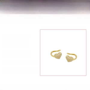 Sparkly gold filled heart stud earrings with S925 silver post and cubic zirconia