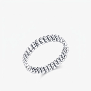 925 Sterling Silver Ring For Women Minimalist Geometric Textured Stacking Band Industrial Style Jewelry Gift