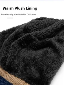 Detailed view of the thick black fleece lining and dual-layer knit texture for warmth