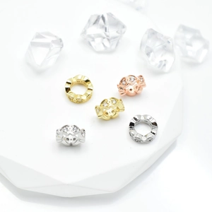 Copper Hollow Heart Shaped Spacer Beads Micro Pave Zirconia Beads For DIY Jewelry Making Bracelet Necklace Accessories