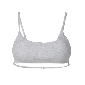 Slim fit ribbed crop top with adjustable spaghetti straps in marl grey finish