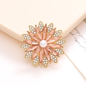 Breloques de chaussure en cristal rose en forme de fleur avec perle centrale