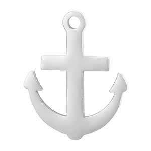 Polished silver stainless steel anchor pendant necklace charm for men and women