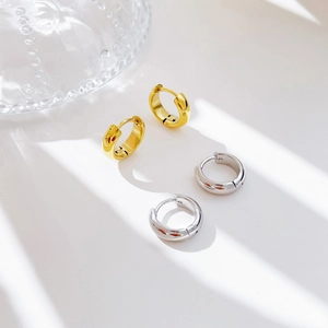 Minimalist Hoop Earrings Stainless Steel Vacuum Plated Polished Geometric Circular Huggie Jewelry For Women