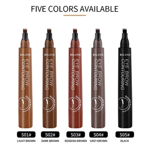 Five colors of waterproof micro-blade liquid eyebrow pencils with a unique 4-fork tip