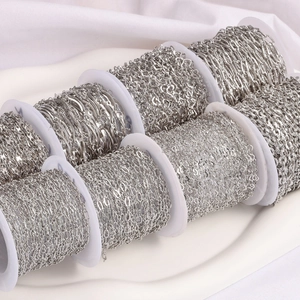 Silver stainless steel heart and oval link chains for DIY jewelry making and necklaces