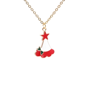 Parure de bijoux de Noël avec pendentifs étoile et fleur sur une chaîne dorée