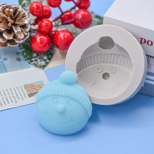 Moule en silicone tête de bonhomme de neige pour pâtisserie DIY et bougies de Noël
