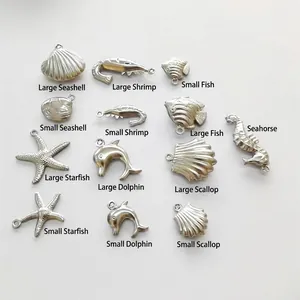 Ocean Series Stainless Steel Pendants Hollow Sea Star Shell Dolphin Charms DIY Jewelry Making Accessories