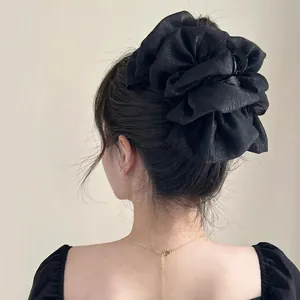 Large Bowknot Hair Claw Clip For Women Elegant Glitter Fabric Cloud Bubble Shark Clip Stylish Headwear Accessory