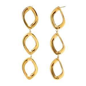 Minimalist 18K gold plated stainless steel triple irregular hoop earrings for women