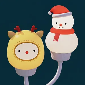 Cute USB animal night lights featuring yellow deer and white snowman characters for kids