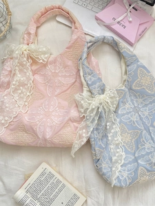 Sac À Épaule Broderie Papillon Nœud En Dentelle Polyester Style Français Romantique Sac À Main Souple