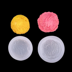 Silicone ice cream scoop mold set for making textured dessert-shaped candles and soaps
