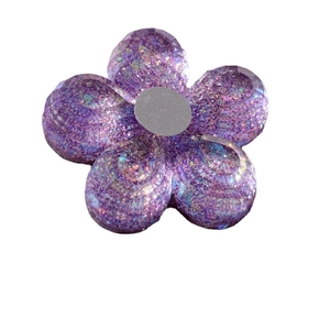 Sparkly purple flower nail art base with iridescent glitter and magnetic center