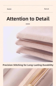 Detail showing high-density stitching and gold metal zipper on pink velvet jewelry bag