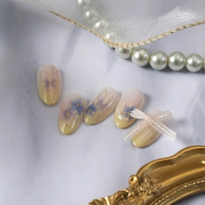Exquisite Chinese style flower and butterfly nail stickers with gold relief accents