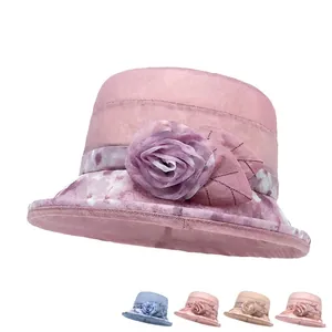 Cappello da sole da donna in mesh traspirante con decorazione floreale