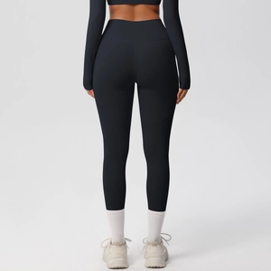 Close-up of high-waist yoga leggings back view showing body-shaping and lifting effect
