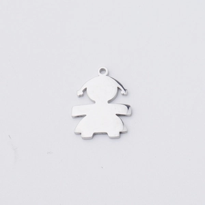Polished silver boy and girl stainless steel charm pendant for DIY jewelry making