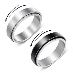 304 Stainless Steel Spinning Ring Anxiety Relief Minimalist Matte Frosted Band For Men Women Jewelry