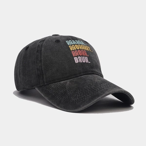 Casquette de baseball noire délavée vintage avec texte imprimé coloré MAMA MOMMY MOM BRUH