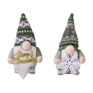 Leuchtende Weihnachts-Wichtel-Set mit Rudolf-Nase und Merry-Christmas-Schild vor weißem Grund