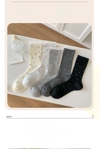 Bamboo fiber polka dot socks set with lace trim and vertical stripes in five colors