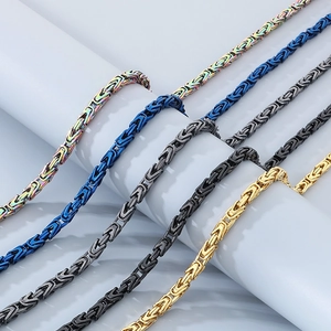 Hip hop Byzantine stainless steel bracelets in gold, blue, black and rainbow colors