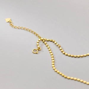 Minimalist s925 silver gold-plated disc necklace with spring clasp and heart pendant