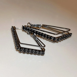 Geometric Earrings With 925 Sterling Silver Earring Post Copper Zircon Triple Layer Luxury Fashion Jewelry For Women